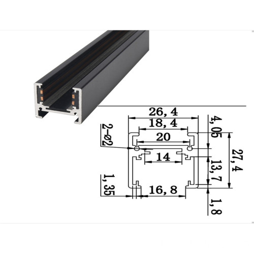 4 wires magnet lamp track light aluminum rail